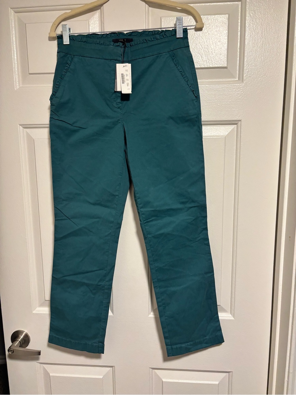 J. Crew Ruffle Teal Chino Pants Size 2